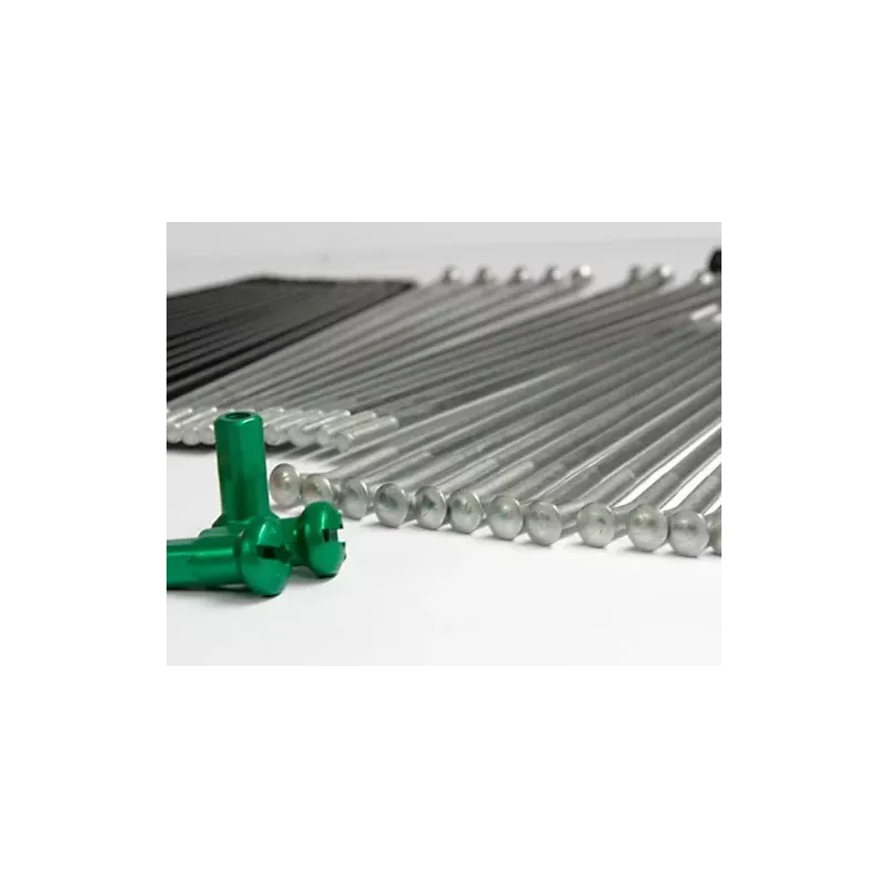 kit 36 rayons arriere KAWASAKI KXF 19" noir ecrou vert CHT