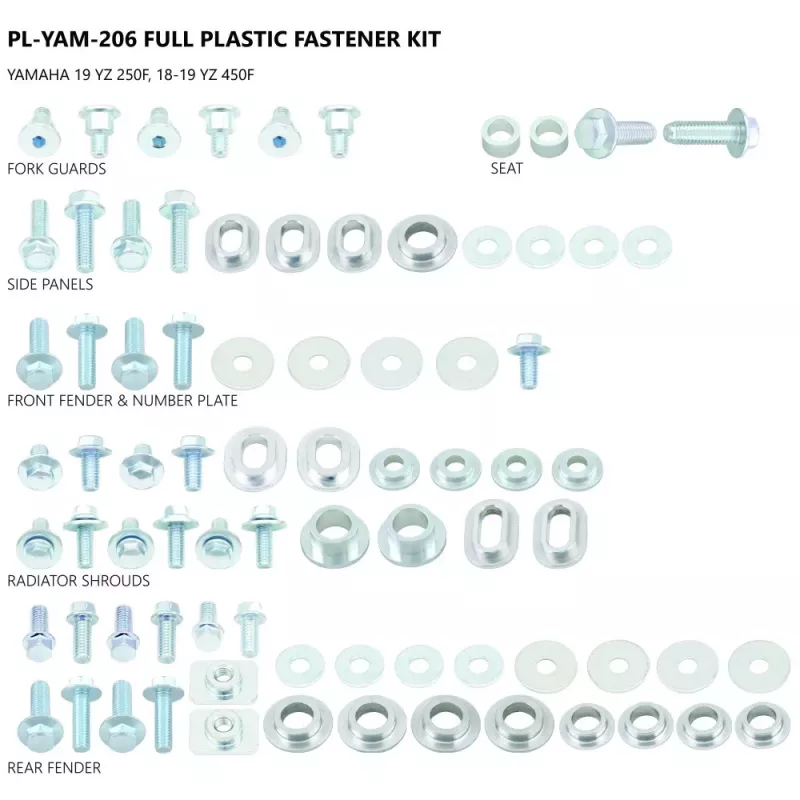 Kit visserie plastiques BOLT Yamaha 250 YZF 19-22 450 YZF 18-22