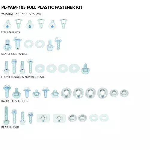 Kit visserie plastiques UFO Yamaha 125 & 250 YZ 02-23