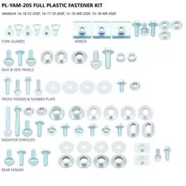 Kit visserie plastiques UFO Yamaha 250 YZF 14-18 450 YZF 14-17