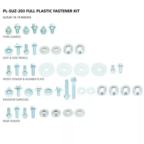 Kit visserie plastiques UFO Suzuki 250 RMZ 19-23 & 450 RMZ 18-23