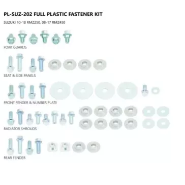 Kit visserie plastiques UFO Suzuki 250 RMZ 10-18 & 450 RMZ 08-17