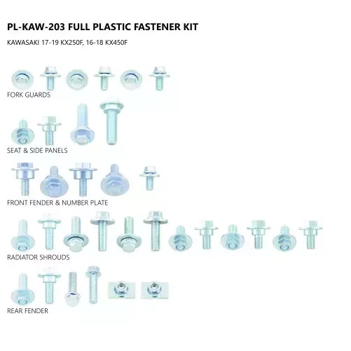 Kit visserie plastiques UFO Kawasaki 250 KXF 17-23 450 KXF 16-18
