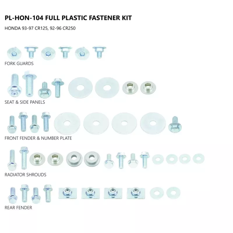 Kit visserie plastiques UFO Honda 250 CRF 18-23 450 CRF 17-23