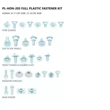 Kit visserie plastiques UFO Honda 250 CRF 14-17 450 CRF 13-16