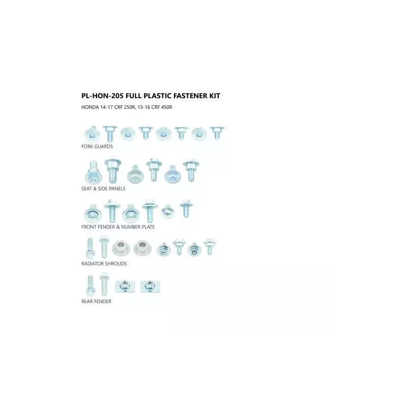 Kit visserie plastiques UFO Honda 250 CRF 14-17 450 CRF 13-16