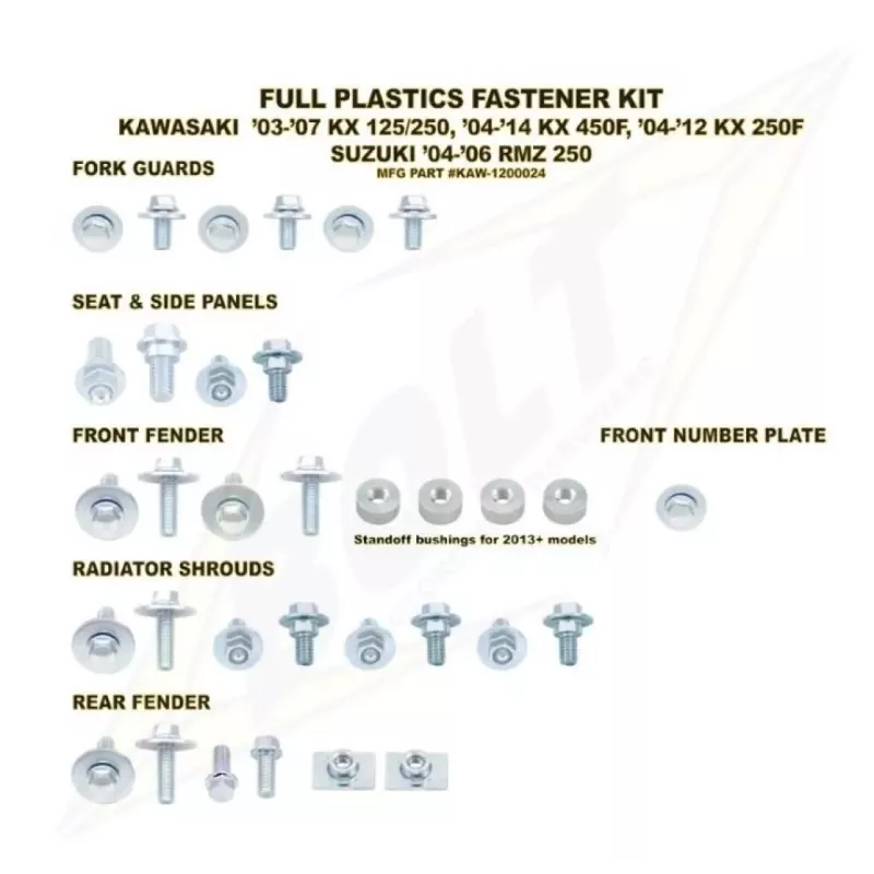 Kit vis complet de plastiques Bolt Kawasaki KX-F 125/250/450