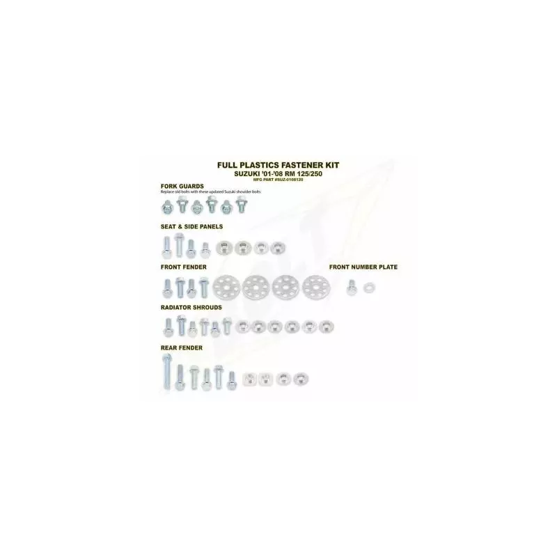 Kit visserie plastiques BOLT Suzuki 250 RM-Z 2004 à 2006