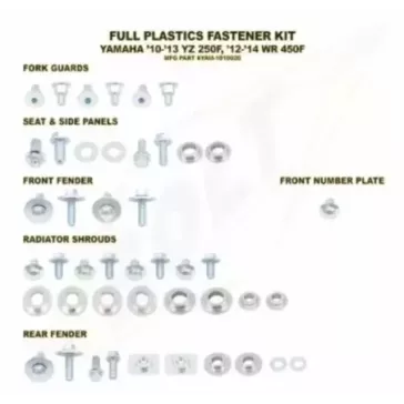 Kit visserie plastiques BOLT Yamaha 250 YZF 10-13 & 450 WRF 12-18