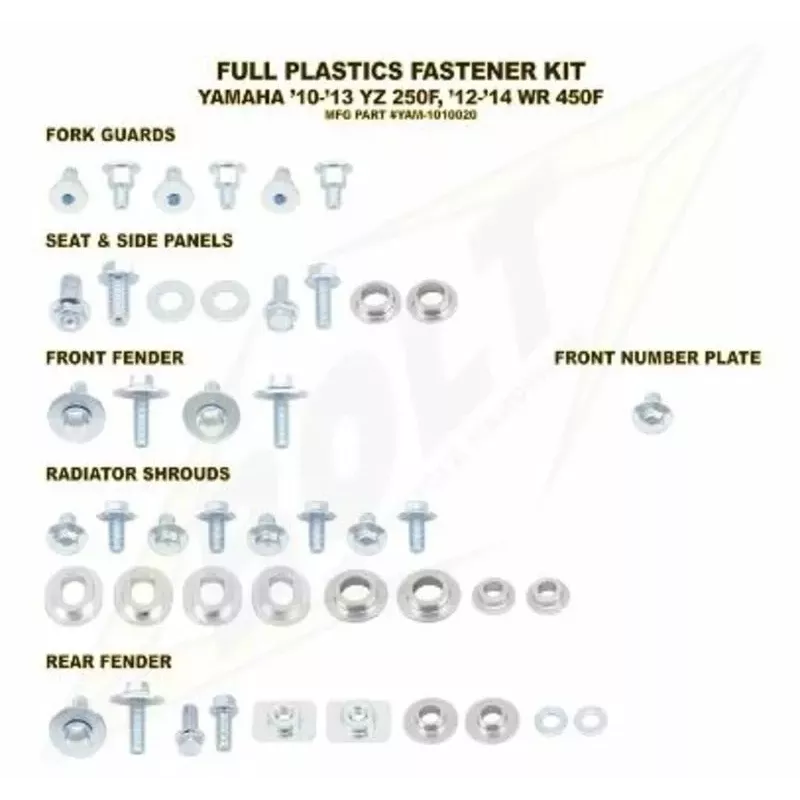 Kit visserie plastiques BOLT Yamaha 250 YZF 10-13 & 450 WRF 12-18