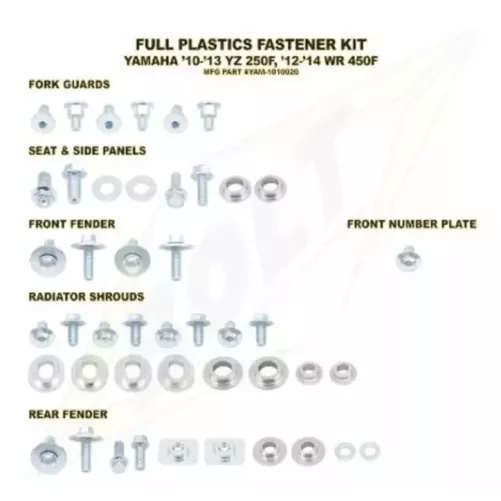 Kit visserie plastiques BOLT Yamaha 250 YZF 10-13 & 450 WRF 12-18
