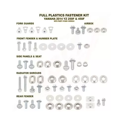 Kit visserie plastiques BOLT Yamaha 250 YZF 14-18 450 YZF 14-17