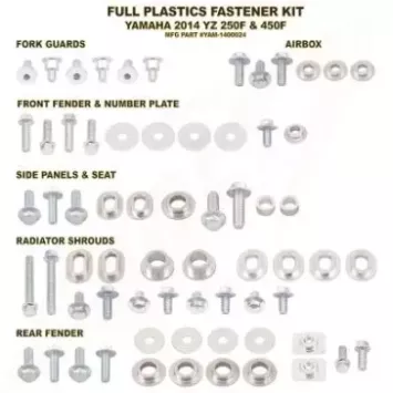 Kit visserie plastiques BOLT Yamaha 250 YZF 14-18 450 YZF 14-17 250 WRF 15-19 450 WRF 15-18