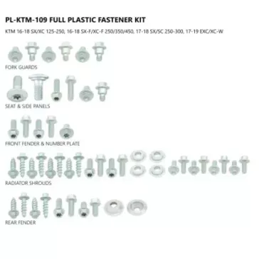 Kit visserie plastiques UFO KTM SX/F 16-18, EXC/F 17-19