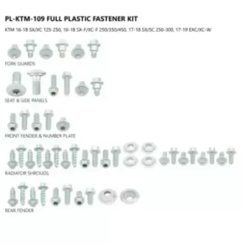 Kit visserie plastiques UFO KTM SX/F 16-18, EXC/F 17-19
