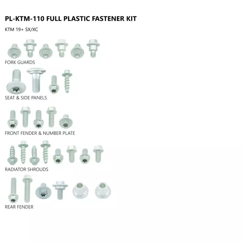 Kit visserie plastiques UFO KTM SX/F 19-22, EXC/F 20-23