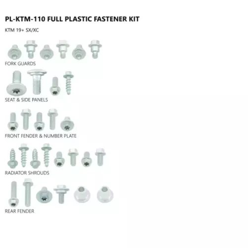Kit visserie plastiques UFO KTM SX/F 19-22, EXC/F 20-23