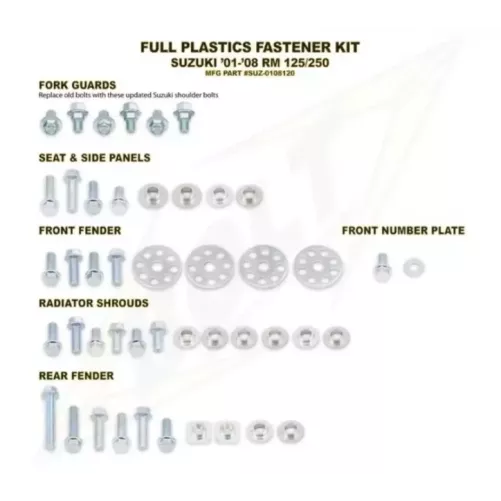 Kit vis complet de plastiques Bolt Suzuki RM125/250