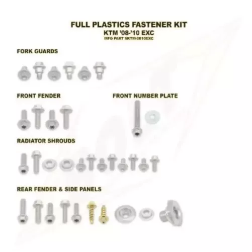 Kit vis complet de plastiques Bolt KTM EXC/EXC-F