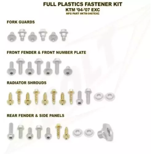 Kit vis complet de plastiques Bolt KTM EXC/EXC-F
