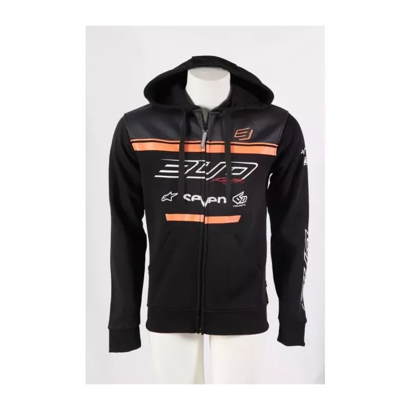 Sweat Enfant Team Bud Racing à Capuche Zippé Team 19 Orange Noir