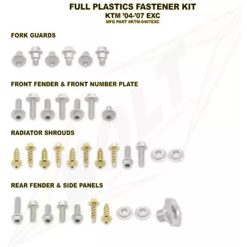 Kit vis complet de plastiques Bolt KTM EXC/EXC-F