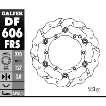disque avant flottant SX/F 98-22 EXC/F 00-22 et 14-22 270mm GALFER