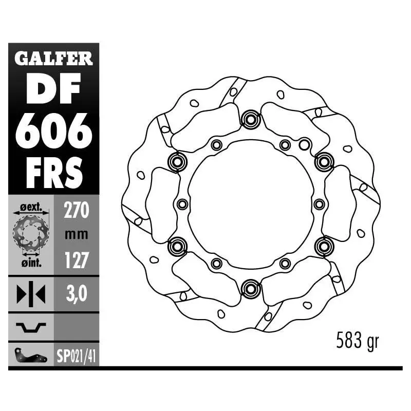 disque avant GALFER flottant SX/F 98-21 EXC/F 00-21 et 14-21 270mm