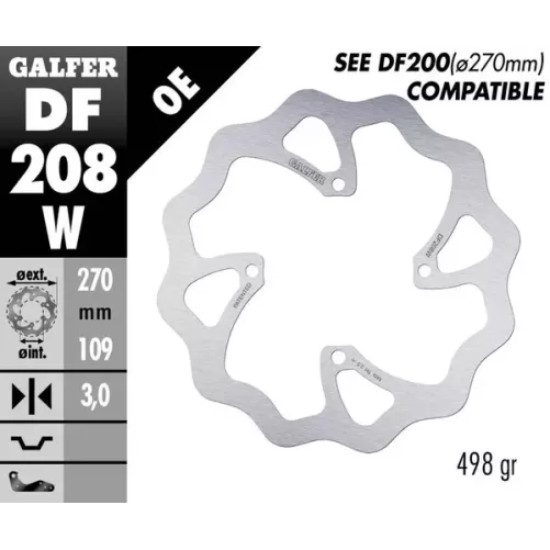 disque frein avant GALFER WAVE FIXED 250 KXF 450 KXF 15-21