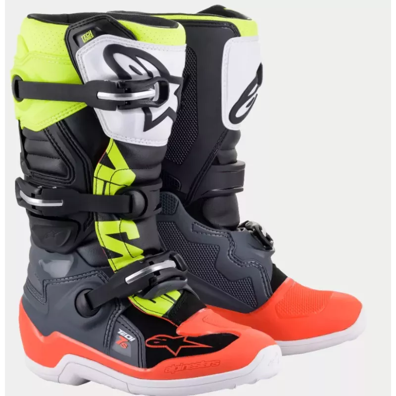 Bottes enfants ALPINESTARS TECH 7S Rouge Jaune Fluo Bottes enfants ALPINESTARS TECH 7S Rouge Jaune Fluo