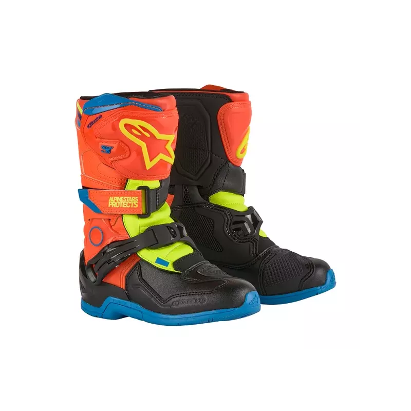 Bottes enfant ALPINESTARS TECH 3S orange bleu jaune