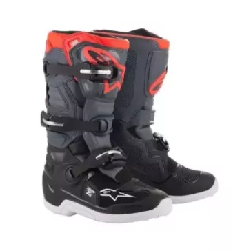 Bottes enfants ALPINESTARS TECH 7S noir gris foncé rouge fluo