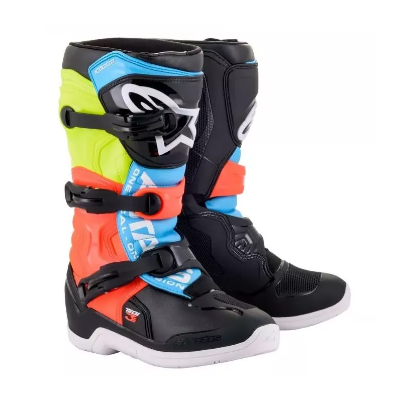 Bottes enfants ALPINESTARS TECH 3S noir jaune rouge fluo