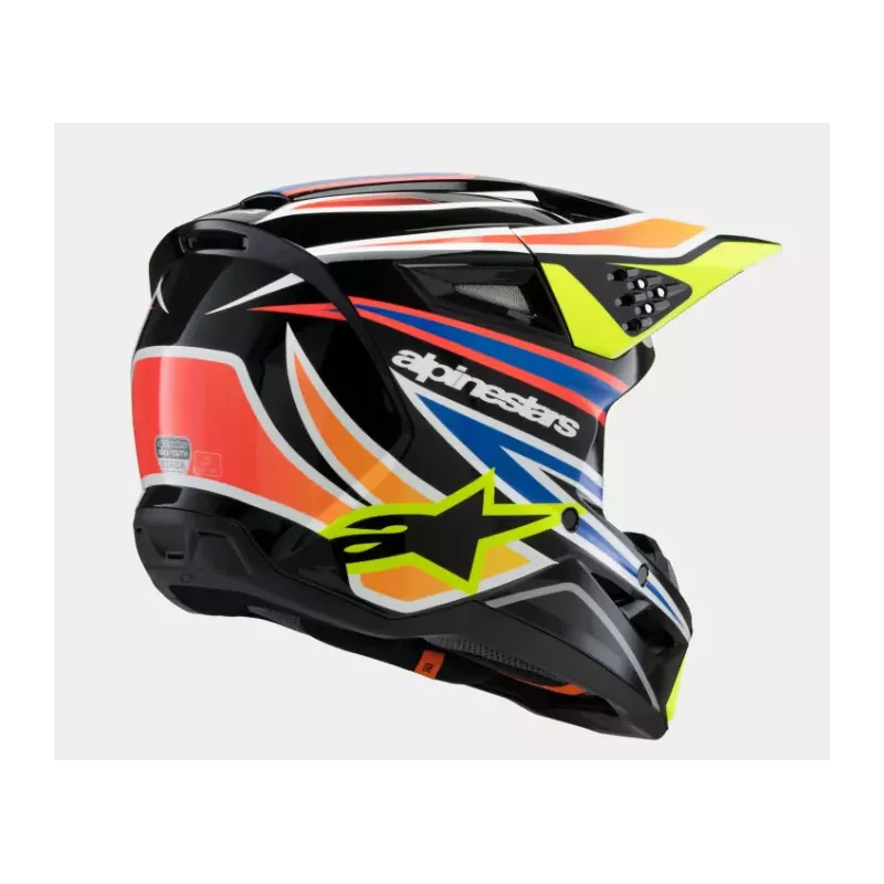 Casque enfant ALPINESTARS S-M3 Wurx Noir Jaune Fluo Bleu Rouge Brillant
