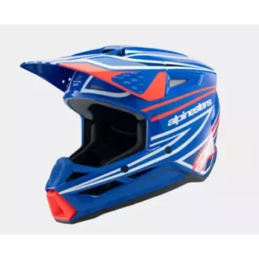 Casque enfant ALPINESTARS S-M3 Wurx Bleu Rouge Blanc Noir Brillant