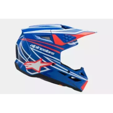 Casque enfant ALPINESTARS S-M3 Wurx Bleu Rouge Blanc Noir Brillant