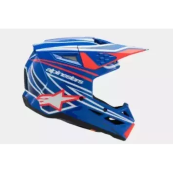 Casque enfant ALPINESTARS S-M3 Wurx Bleu Rouge Blanc Noir Brillant