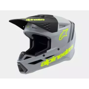 Casque enfant ALPINESTARS S-M3 Raduim Gris Noir Jaune Fluo Matt
