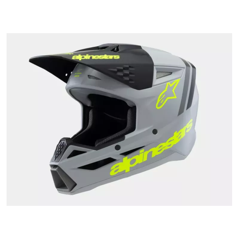 Casque enfant ALPINESTARS S-M3 Raduim Gris Noir Jaune Fluo Matt