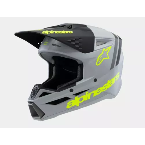 Casque enfant ALPINESTARS S-M3 Raduim Gris Noir Jaune Fluo Matt