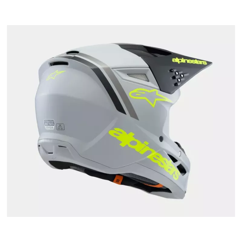 Casque enfant ALPINESTARS S-M3 Raduim Gris Noir Jaune Fluo Matt
