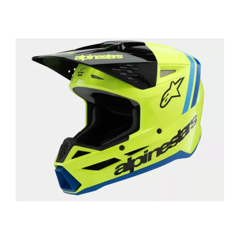 Casque enfant ALPINESTARS S-M3 Raduim Jaune Fluo Noir Bleu Brillant