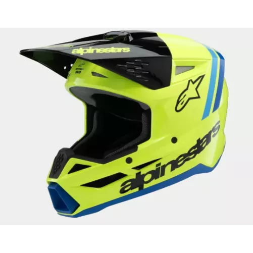 Casque enfant ALPINESTARS S-M3 Raduim Jaune Fluo Noir Bleu Brillant