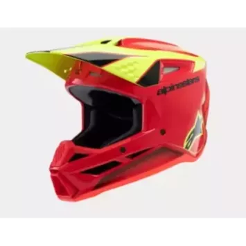 Casque enfant ALPINESTARS S-M3 Fray Rouge Jaune fluo Noir Brilliant