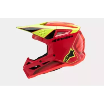 Casque enfant ALPINESTARS S-M3 Fray rouge jeune fluo noir brillant