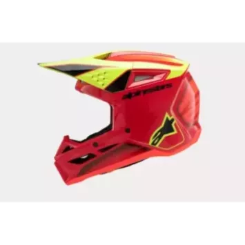 Casque enfant ALPINESTARS S-M3 Fray Rouge Jaune fluo Noir Brilliant