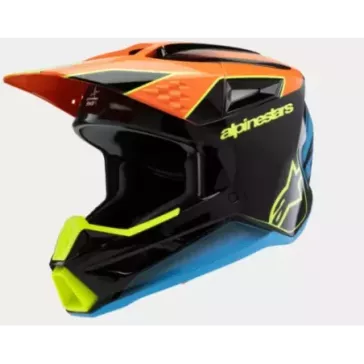 Casque enfant ALPINESTARS SM3 Fray noir orange jaune fluo brillant