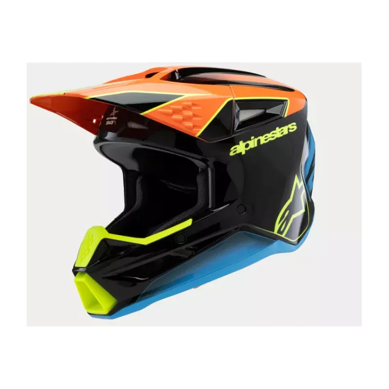 Casque enfant ALPINESTARS SM3 Jeune Fray Casque noir orange jaune fluo brillant