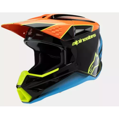 Casque enfant ALPINESTARS SM3 Fray noir orange jaune fluo brillant