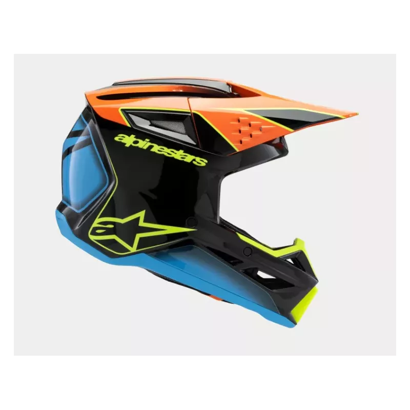 Casque enfant ALPINESTARS SM3 Jeune Fray Casque noir orange jaune fluo brillant Casque enfant ALPINESTARS SM3 Jeune Fray Casque noir orange jaune fluo brillant
